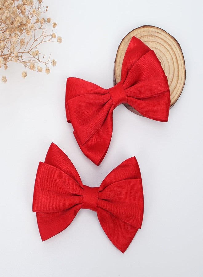 ZOLYCO 4.5 Inches Hair Bows for Girls Thick Ribbon Boutique Alligator Clips Hair Accessories for Baby Girls Toddlers Kids Teens 2 Pcs (Red) - Image 5